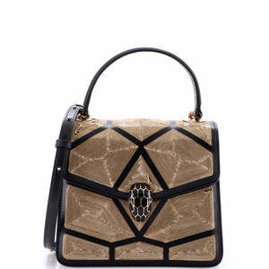 Bvlgari Small Serpenti Top Handle Bag Chain Embellished Leather